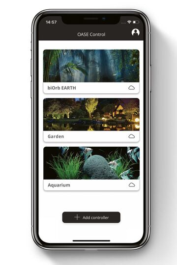 Von Teichfilter und -pumpe über Wasserspiele bis zur Beleuchtung lässt sich die gesamte Teichtechnik mit der smarten «Oase Control App» via Smartphone steuern. www.oase.com
