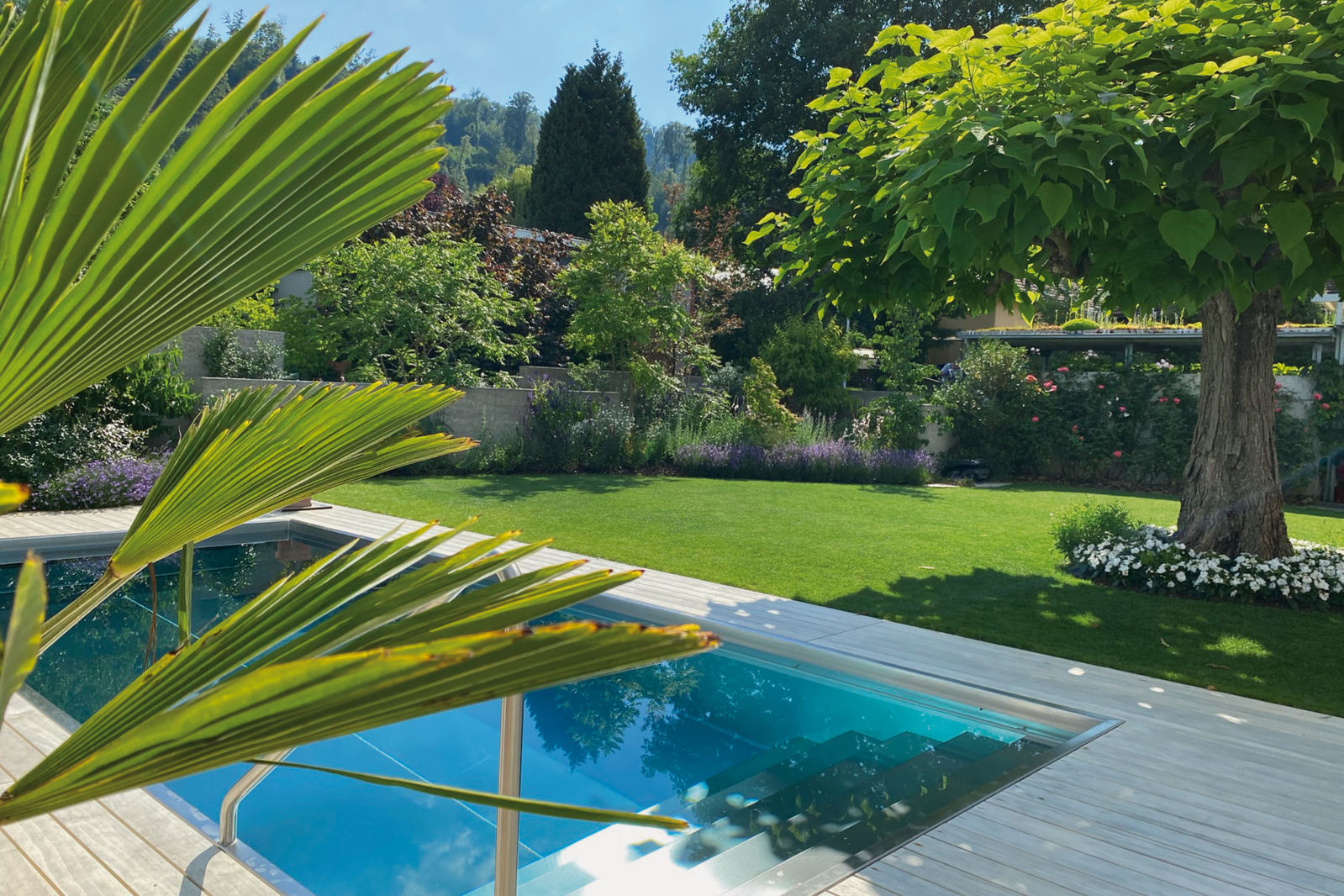 Mit dem Pool im Garten hat sich die Bauherrschaft einen Traum erfüllt.