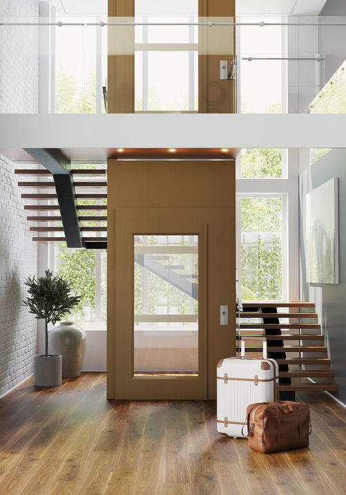 Der Senkrechtlift passt sich mit seinem Design der Architektur an. Er fährt nahezu geräuschlos.