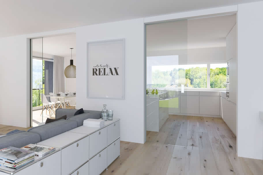Klar, Schiebetüren schaffen mehr Wohnfläche. Bestehen sie zusätzlich aus Glas, schenken sie den Räumen auch mehr Licht. Hawa Sliding Solutions AG