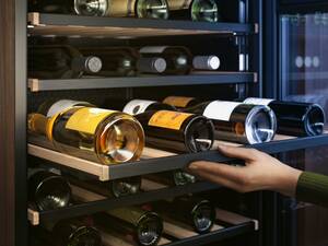 Edle Tropfen müssen nicht mehr im Weinkeller ausharren: Im «ProfiLine»-Weinschrank mit zwei individuell regulierbaren Temperaturzonen sind Weine bestens aufbewahrt. Bis zu 40 Flaschen finden Platz, selbst Champagner und Magnumflaschen. Electrolux Schweiz.